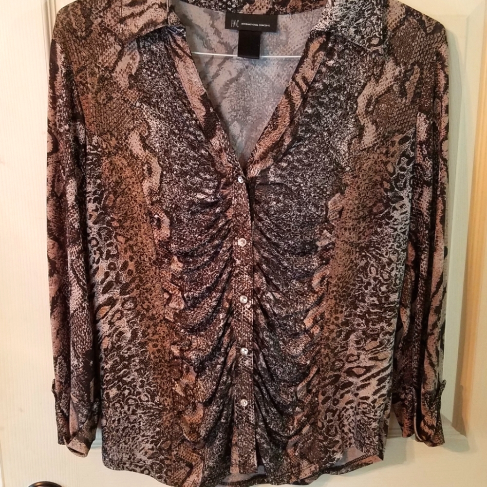 INC Women's Snake Design Blouse Sz L